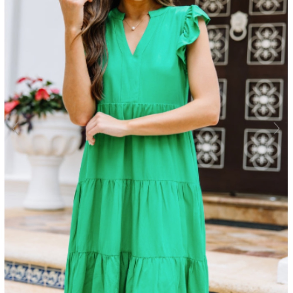 Make It Your Own Green Tiered Dress Size L